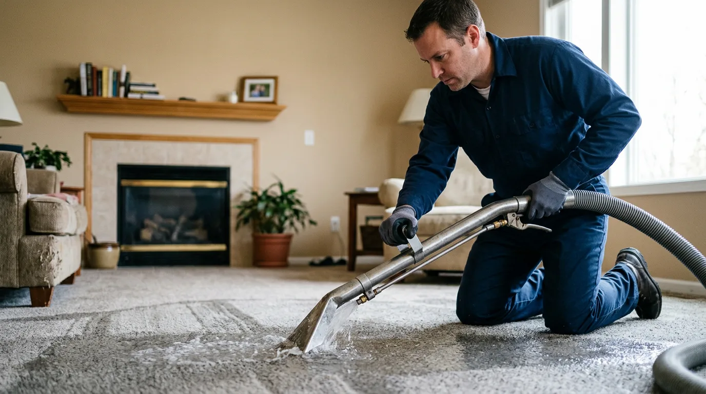 Water damage restoration technician working near Basking Ridge, NJ